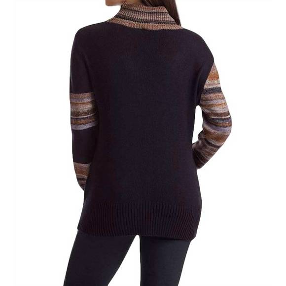 NEW FRENCH KYSS katherine braided open neck sweater in black multi - Picture 3 of 4